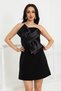 Double Fabric Mini Dress with Bow Detail - Black - 4