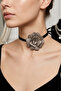 Square Shiny Stone Flower Choker Necklace - 3