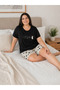 Women's Oversized Short Sleeve Cotton Pajama Set with Shorts - 2