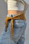 Mustard Yellow Sequined Knitted Waist Scarf and Bandana - Handmade Triangular Waist Belt - 3