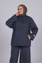 6127 - Stylish Comfortable 3 Thread Fleece-Lined Jersey Turtleneck Loose Women's Set - 3