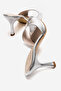 Women's Silver Wrinkled Pointed Toe Heeled Slippers - Leni Casual Stylish Mule Slippers - 4