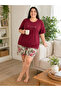 Women's Oversized Short Sleeve Cotton Pajama Set with Shorts - 3
