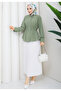 Women's Shirt - Buttoned Elastic Gathered Waist Fitted Shirt - 2