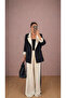 Women's Garnished Blazer Suit Bkrem Pants Palazzo Jacket - 2