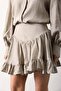 Corseted Mini Skirt with Side Zippers Stone - 4