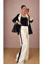 Women's Garnished Blazer Suit Bkrem Pants Palazzo Jacket