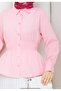 Women's Shirt - Buttoned Elastic Gathered Waist Fitted Shirt - 4