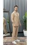Men's Summer Buttoned Long Sleeve Shirt and Lace-Up Trousers Set Double Pocket Crinkle Fabric - 3