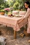 Buldan Linen Ruffled Vintage Orange Striped Tablecloth