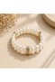 Double Row Pearl-Look Bracelet with Gold Color Detail, Elegant Women's Bracelet, Non-Tarnish Plating - 8