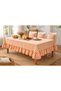 Buldan Linen Ruffled Vintage Orange Striped Tablecloth - 3