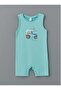 Lcw Baby Turquoise Crew Neck Baby Boy Combed Cotton Romper 2Pcs - 2