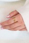 Elegant 3-Piece Steel Women's Ring Set Gold Color Adjustable - 4