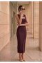 Women's Dress with Front Window, Accessory Detail, Draped Back, and Slit - 2