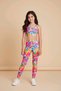 Girls' Colorful Patterned High-Waisted Sports Leggings – Stretchy Fabric, Suitable for Daily & Activity Use