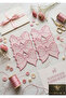 6 Pieces of Bowknot Embroidered Luxury Coffee Cup Coasters Presentation Napkins Pink
