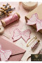 6 Pieces of Bowknot Embroidered Luxury Coffee Cup Coasters Presentation Napkins Pink - 4