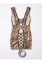 Rochie mini cu imprimeu leopard, cu aspect de piele - 2
