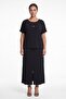Women's Black Summer Slit and Sleeve Detailed Embroidered Front-Back Top and Bottom Set