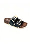 Black Women's Double Buckle Accessory Detailed Comfortable Sole Daily Summer Slippers Vdz01014 - 8