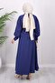 Belt Detailed Skirt Suit Indigo 19287 - 4