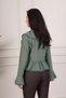 Lace Detailed Tie-Up Flounce Khaki Blouse - 4