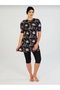 Patterned Short Sleeve Tights Plus Size Hijab Swimsuit - 5