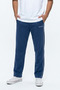 Men's Dark Blue Compact Combed Cotton Fabric Side Piping Pocket Zipper Sweatpants - 6