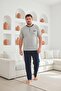 100% Cotton Large Size Men's Pajama Set with Collar and Placket Details