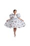 D' Daniela - Tulle Volume Dress - Black & White Stars, White Floral - 2Y to 8Y - 3
