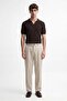 Coffee Textured Polo Collar Men's T-Shirt - 2