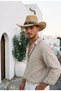 Men's Cowboy Style Hat with Wide Brim and Metal Detail for Summer - 2