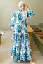 Patterned Hijab Jessica Dress B589 Turquoise