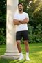 Men's Black Zippered Sports Shorts Breathable Stretchy Fabric with Back Hem Detail