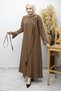Brooch Detailed Belted Dress Tsd260198 Brown - 6