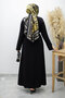 Brooch Detailed Belted Dress Tsd260198 Black - 7