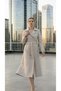 Embossed Patterned Jacquard Lightweight Summer Jacket - Unlined Beige Seasonal Trench Coat - 4