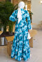 Patterned Hijab Jessica Dress B592 Turquoise - 5