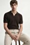 Coffee Textured Polo Collar Men's T-Shirt - 3