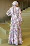 Patterned Hijab Jessica Dress B588 Stone Color - 5