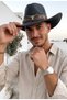 Men's Cowboy Style Hat with Wide Brim and Metal Detail for Summer - 2