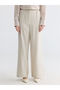 Beige Elastic Waist Wide Leg Women's Trousers from Güli̇s Gi̇yi̇m - 3