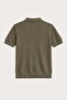 Khaki Textured Polo Collar Men's T-Shirt - 7