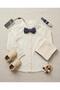 Boy's 100% Cotton Beige Shirt and Bow Tie
