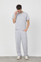 Men's Blank Gray Adjustable Leg Sweatpants Without Pockets - 3