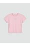 Pink Crew Neck Embroidered Short Sleeve Girls' T-Shirt from Güli̇s Gi̇yi̇m