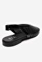 Delizia Black Patent Leather Genuine Leather Closed-Front Laser Cut Women's Sandals - 5