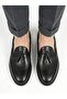 Men's Black Genuine Leather Loafer with Tassel Detail - 3