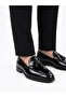 Men's Black Genuine Leather Loafer with Tassel Detail